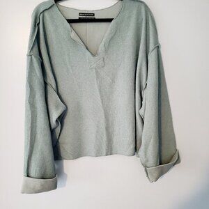 Urban Outfitters Jax inside out notch neck cropped sweater Size XL